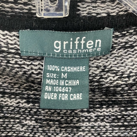 100% Cashmere Super Soft Black/Gray Open Shawl Long Cardigan Sweater Size Medium - Picture 6 of 6